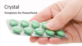  Presentation with vitamin - Theme consisting of hands full of pils isolated background and a sky blue colored foreground