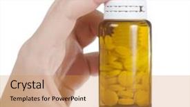  Presentation with vitamin - Amazing PPT theme having hands full of pils isolated backdrop and a  colored foreground