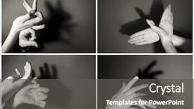  Presentation with cartoon animal - Audience pleasing slide deck consisting of hands gesture like different animals backdrop and a dark gray colored foreground