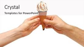  Presentation with tropical ice cream - Theme having hands give a ice cream background and a sky blue colored foreground