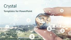  Presentation with technology - Amazing PPT layouts having hands globe - media worldwide technology concept mixed backdrop and a cool aqua colored foreground