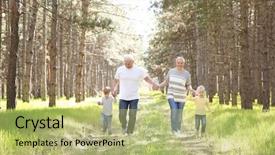  Presentation with grandparents day - PPT theme with hands grandmother grandchild - happy grandparents with little children background and a mint green colored foreground