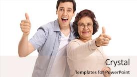  Presentation with thumbs up - Audience pleasing PPT layouts consisting of hands grandmother grandchild - mature woman with her grandson backdrop and a lemonade colored foreground
