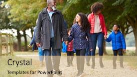  Presentation with walk - Presentation with hands grandmother grandchild - multi generation family on autumn background and a lemonade colored foreground