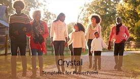  Presentation with walk - Beautiful slide set featuring hands grandmother grandchild - multi generation family on autumn backdrop and a coral colored foreground