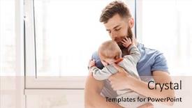  Presentation with father son hands - Slide set featuring hands his little baby background and a coral colored foreground