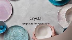  Presentation with gray marble - PPT theme consisting of hands hold a white ceramic background and a light gray colored foreground