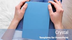  Presentation with cartoon kids holding hands - PPT layouts featuring hands holding a blue book background and a teal colored foreground