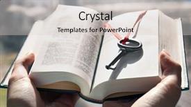  Presentation with vintage book - Slides with hands holding a book with vintage key in it close up background and a light gray colored foreground