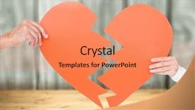  Presentation with broken heart - Theme featuring hands holding a broken heart background and a coral colored foreground