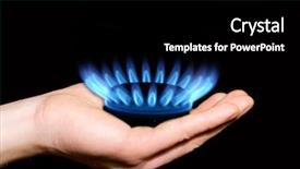  Presentation with oil gas - Audience pleasing PPT theme consisting of hands holding a flame gas backdrop and a black colored foreground