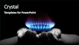  Presentation with oil gas - Presentation theme enhanced with hands holding a flame gas background and a black colored foreground