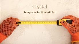  Presentation with roulette - PPT layouts consisting of hands holding a measuring roulette background and a cream colored foreground