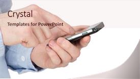  Presentation with wireless communication - Slides with hands holding a mobile phone background and a lemonade colored foreground