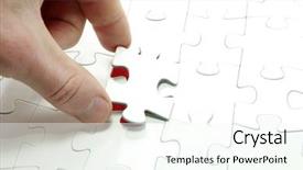  Presentation with hand holding puzzle piece - Cool new PPT theme with hands holding a puzzle piece backdrop and a  colored foreground