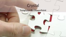  Presentation with hand holding puzzle piece - PPT layouts with hands holding a puzzle piece background and a mint green colored foreground