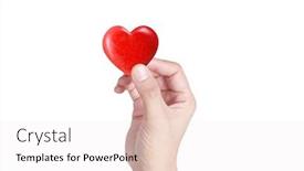  Presentation with heart health - Slide deck having hands holding a red heart heart health and donation concepts background and a sky blue colored foreground