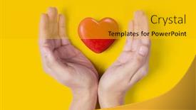  Presentation with heart health - Audience pleasing slides consisting of hands holding a red heart heart health and donation concepts backdrop and a gold colored foreground