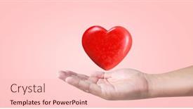  Presentation with heart health - PPT theme featuring hands-holding-a-red-heart background and a lemonade colored foreground