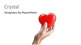  Presentation with heart health - Amazing PPT theme having hands-holding-a-red-heart backdrop and a sky blue colored foreground