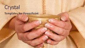  Presentation with japanese green tea - Presentation design enhanced with hands holding a traditional japanese bowl with green tea background and a lemonade colored foreground