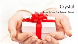  Presentation with christmas gift wrap - Amazing PPT layouts having hands holding beautiful gift box backdrop and a cream colored foreground