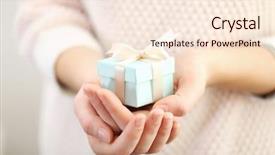  Presentation with holding hands - Theme consisting of hands holding beautiful small gift background and a cream colored foreground