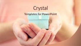  Presentation with hands holding - Colorful PPT theme enhanced with hands holding beautiful small gift backdrop and a lemonade colored foreground