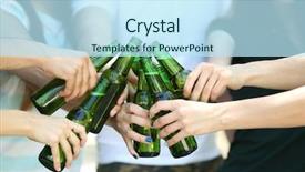  Presentation with holding hands - PPT theme with hands holding beer bottles close background and a sky blue colored foreground