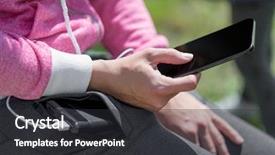  Presentation with power bank - Presentation theme consisting of hands holding black smartphone charging background and a dark gray colored foreground