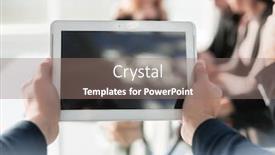  Presentation with vertical - Audience pleasing PPT theme consisting of hands-holding-blank-vertical-tablet backdrop and a coral colored foreground