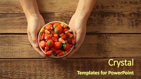  Presentation with hands holding - PPT theme with hands holding bowl with halloween background and a  colored foreground