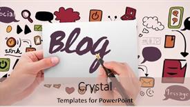  Presentation with holding hands - Beautiful slide set featuring hands holding card and pen backdrop and a coral colored foreground