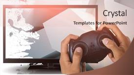  Presentation with hands holding - Slide deck with hands holding controller against abstract background and a lemonade colored foreground