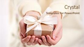  Presentation with craft - Beautiful PPT theme featuring hands holding craft gift box backdrop and a lemonade colored foreground