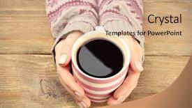  Presentation with coffee cup - Cool new PPT layouts with hands holding cup of coffee backdrop and a  colored foreground