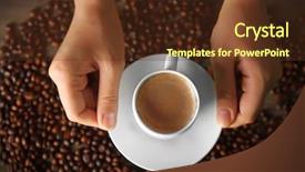  Presentation with cup coffee - Amazing presentation design having hands holding cup of coffee backdrop and a tawny brown colored foreground