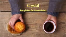  Presentation with coffee cup - PPT theme consisting of hands holding cup of coffee background and a  colored foreground