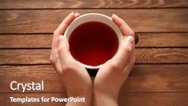 Presentation with hands holding a tree - Audience pleasing PPT theme consisting of hands holding cup of tea backdrop and a tawny brown colored foreground