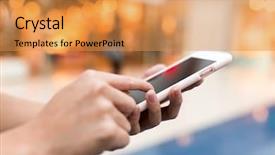  Presentation with hand touching finger digital - Presentation theme with hands holding departmetns - hand touching on cellphone background and a gold colored foreground