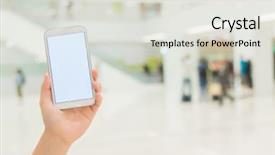  Presentation with market - Colorful slides enhanced with hands holding departmetns - using smartphone in a market backdrop and a light gray colored foreground