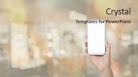  Presentation with market - Cool new slide deck with hands holding departmetns - using smartphone in a market backdrop and a soft green colored foreground