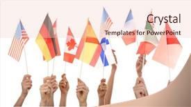  Presentation with holding hands - Amazing slide deck having hands holding different flags isolated backdrop and a lemonade colored foreground