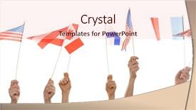  Presentation with holding hands - Cool new slide set with hands holding different flags isolated backdrop and a lemonade colored foreground