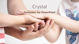  Presentation with family holding hands - Amazing PPT theme having hands holding eachother with care family connection social concept backdrop and a lemonade colored foreground