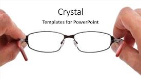  Presentation with eye - Presentation theme with hands holding eye glasses background and a white colored foreground