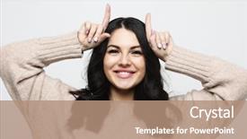  Presentation with antlers - Slide deck enhanced with hands holding fingers as antler background and a coral colored foreground