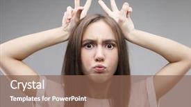  Presentation with antlers - Slide set consisting of hands holding fingers as antler background and a coral colored foreground