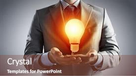  Presentation with hands holding - Audience pleasing slide deck consisting of hands holding glass light bulb backdrop and a tawny brown colored foreground