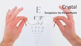  Presentation with modern eye glasses on yellow - Beautiful PPT theme featuring hands holding glasses for eye backdrop and a white colored foreground